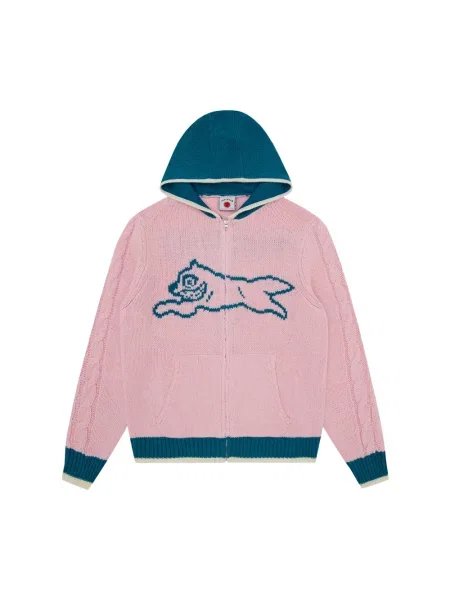 Sweter Icecream wełniany z kapturem różowy