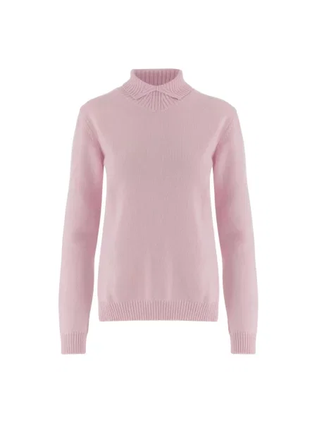 Sweter z golfem Jil Sander wełniany różowy