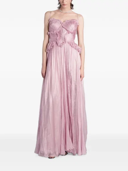 Rochie maxi Iris Serban cu volane roz