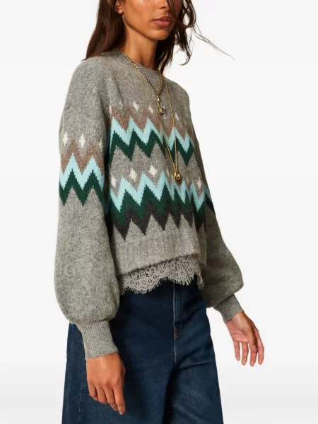 Pulover Twinset din jacard gri