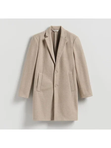 Reserved Elegáns galléros hosszú kabát bézs