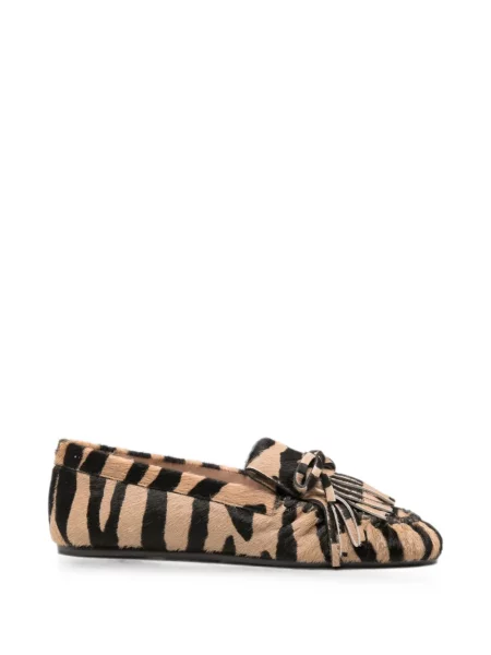 Pantofi loafer Stuart Weitzman cu franjuri cu model zebră