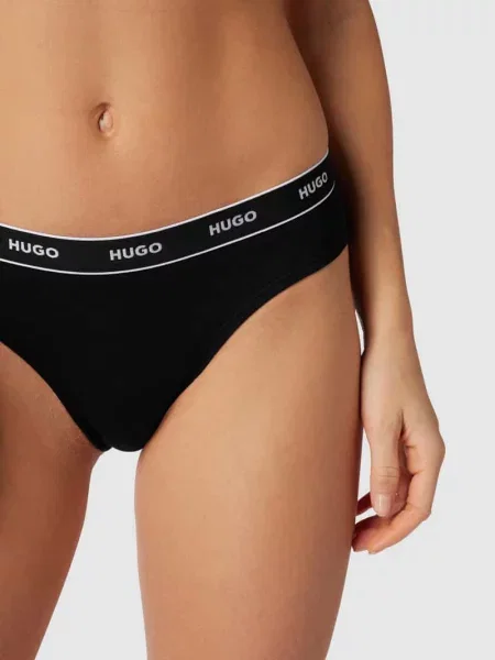 Figi z nadrukiem z logo w zestawie 3 szt. Hugo czarne