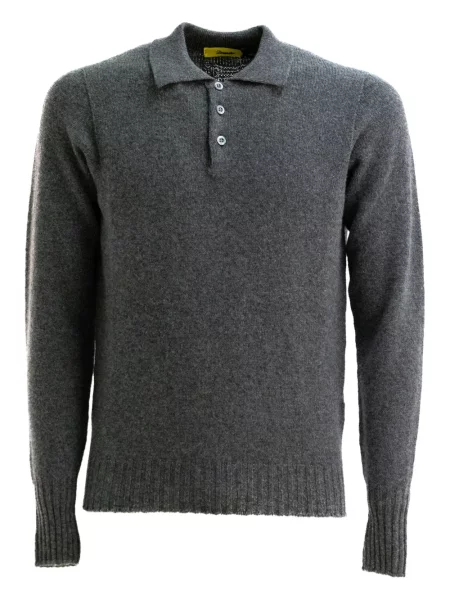 Vunena polo majica Drumohr siva