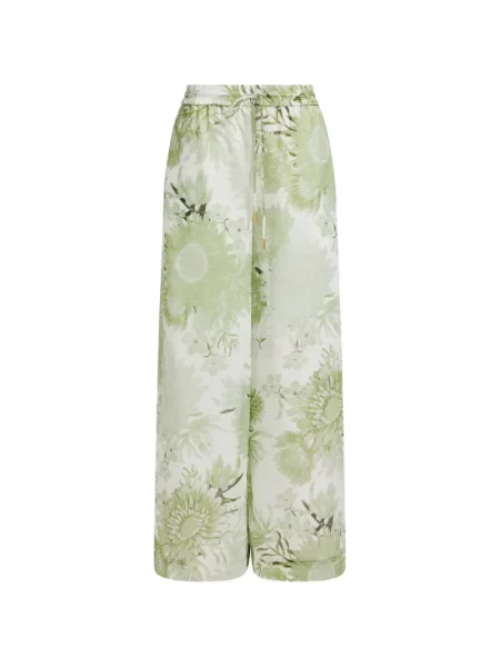 Pantaloni Aje cu model floral cu imagine alb