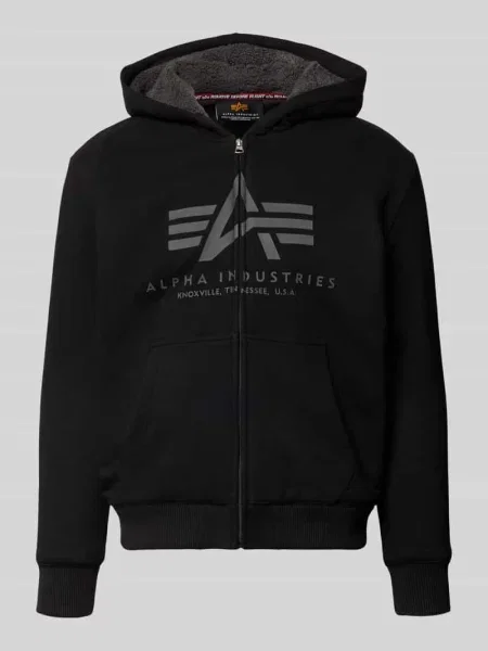 Bluza rozpinana o kroju regular fit z czystej bawełny Alpha Industries czarna