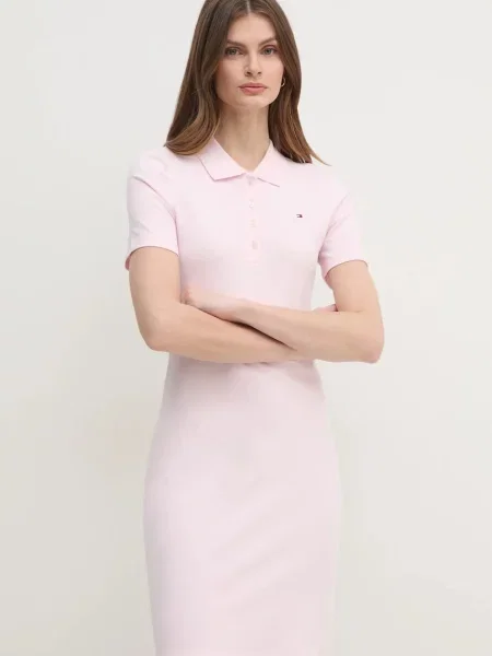 Рокля Tommy Hilfiger къса с кройка по тялото синьо