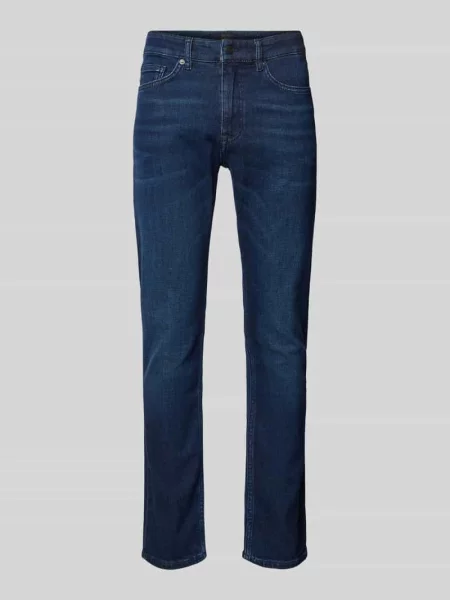 Jeansy o kroju slim fit z detalem z logo model ‘DELAWARE’ Boss Orange niebieskie