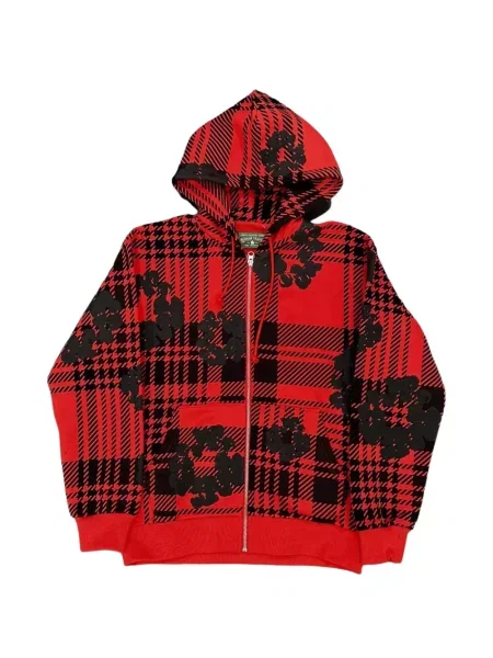 Hanorac cu glugă Denim Tears în carouri roșu