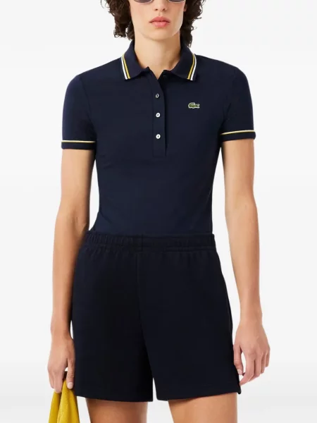 Scurt tricou polo Lacoste cu autograf albastru