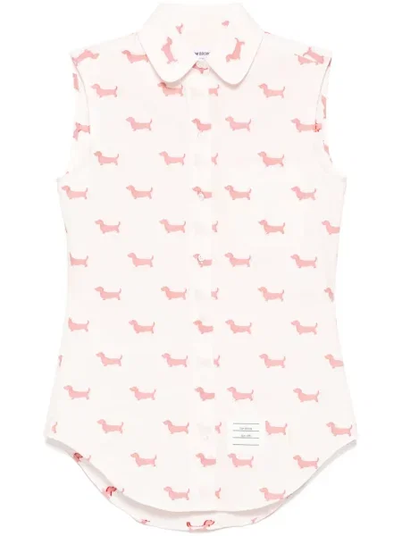 Cămașă Thom Browne fără mâneci din jacard roșu