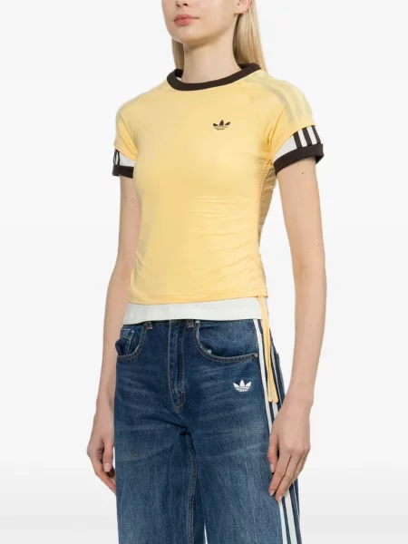 Vestă Adidas în carouri cu decolteu în V galben