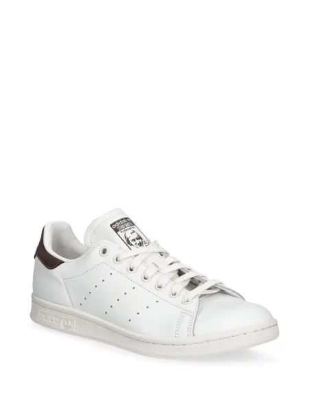 Pruhované kožené kalhoty Adidas bílé
