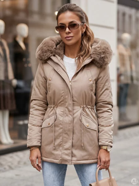 Kurtka zimowa parka GODDESS Dstreet beżowa