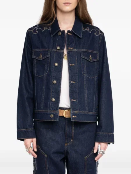 Geacă de blugi Zadig&voltaire cu broderie albastru