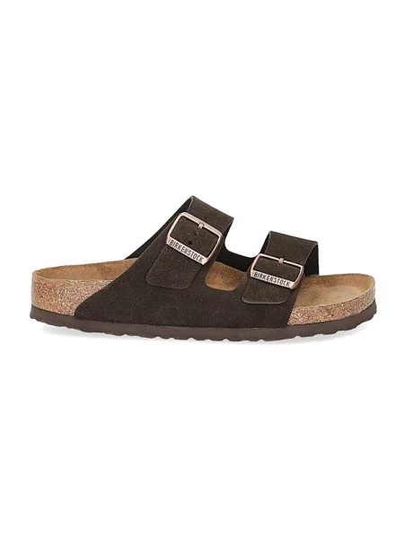 Klapki Birkenstock zamszowe brązowe