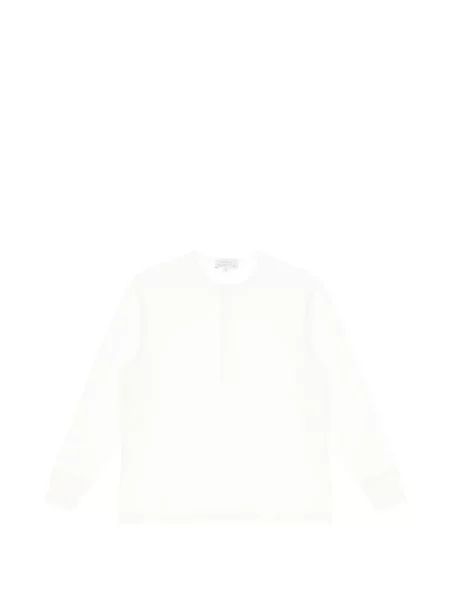 Tricou Studio Nicholson cu guler henley lung alb