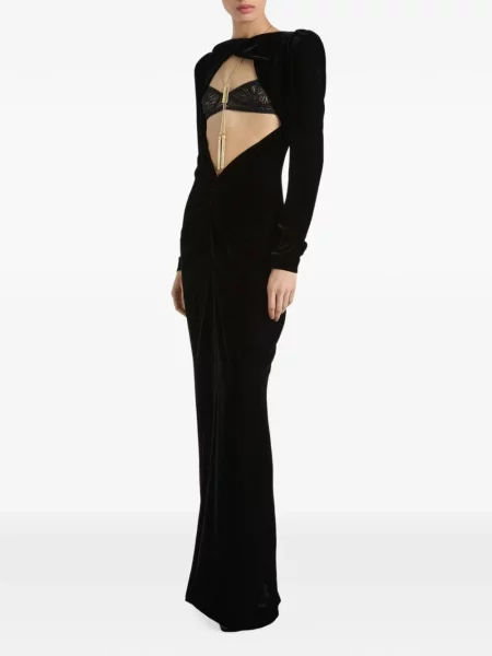 Lung rochie Balmain de catifea negru
