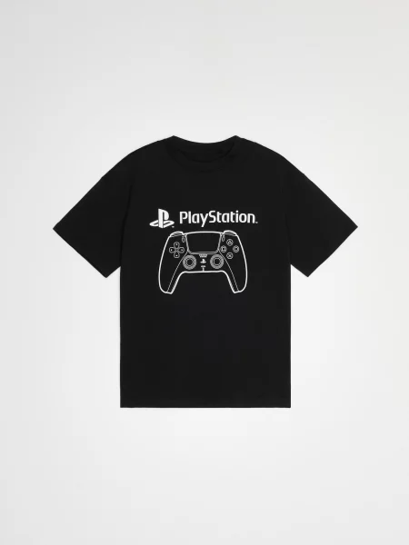 Sinsay oversize tričko s potiskem PlayStation černá