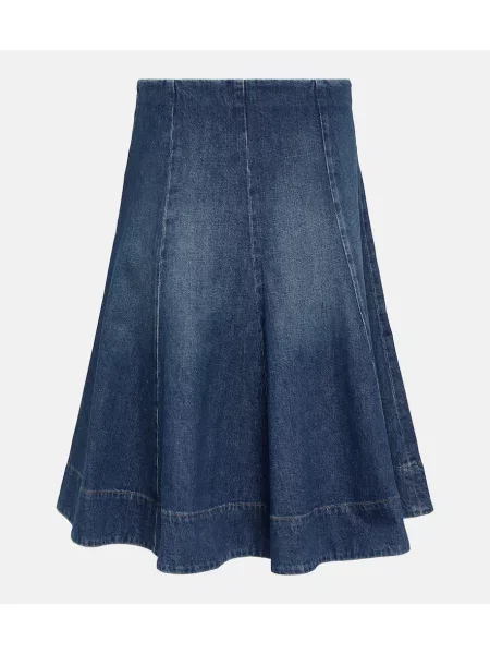 Fustă din denim Khaite până la genunchi albastru