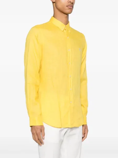 Λινό polo Polo Ralph Lauren με κέντημα κίτρινο