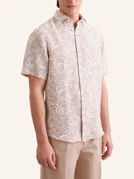 Seidensticker Koszula Lniana O Kroju Regular Fit beige beżowa