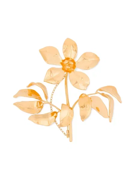 Brosa Moschino cu model floral auriu