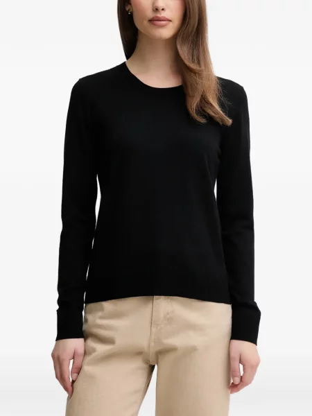 Lung pulover Sisley cu decolteu rotund negru