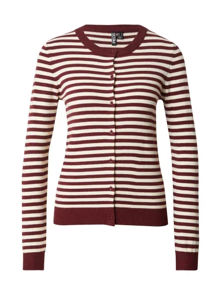 PIECES Geacă tricotată PCNORA crem / carmin roșu