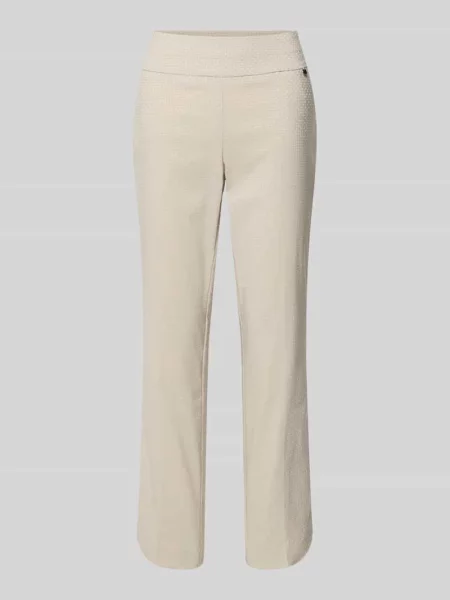 Spodnie z mieszanki z elastycznym pasem model Ina' Stehmann beżowe