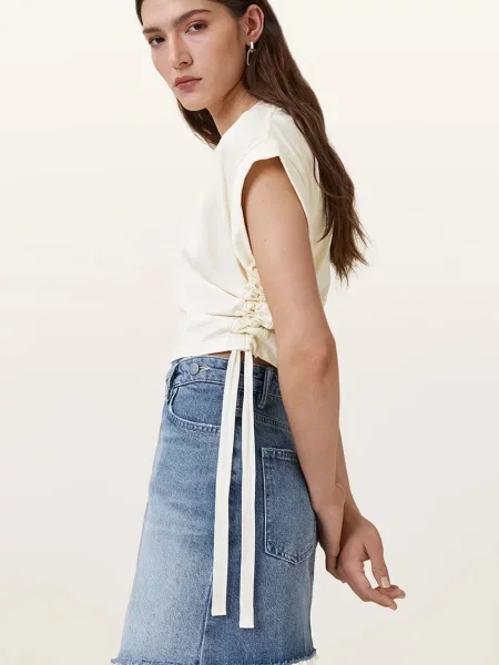 AllSaints bluzka MIRA SATIN gładka biały