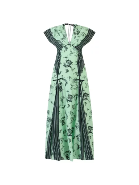 Rochie midi Rosie Assoulin cu model floral până la genunchi de costum verde