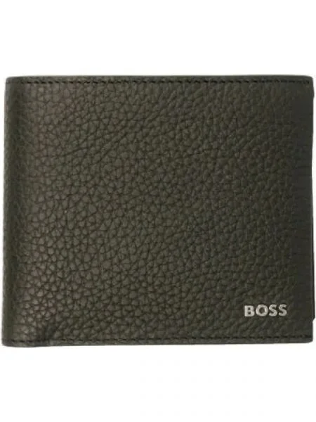 BOSS BLACK Bőr pénztárca fekete