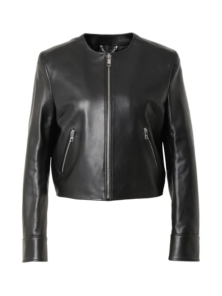 Usnjena jakna BOSS črna