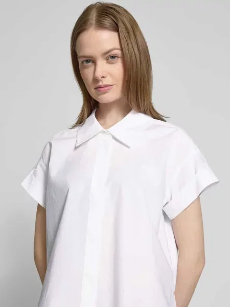Bluzka koszulowa o kroju regular fit z krótkim rękawem Luisa Cerano biała