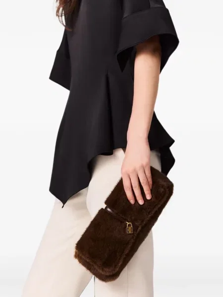 Geantă Stella Mccartney cu blană maro