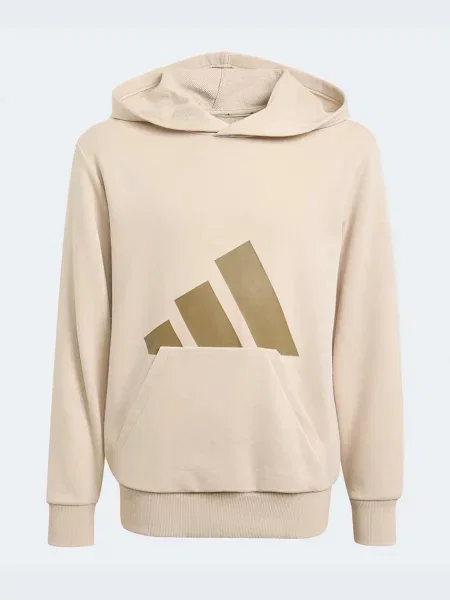 Adidas mikina s kapucňou detská s bavlnou béžová