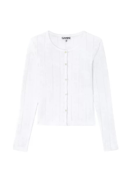 Cardigan Ganni tricotate alb