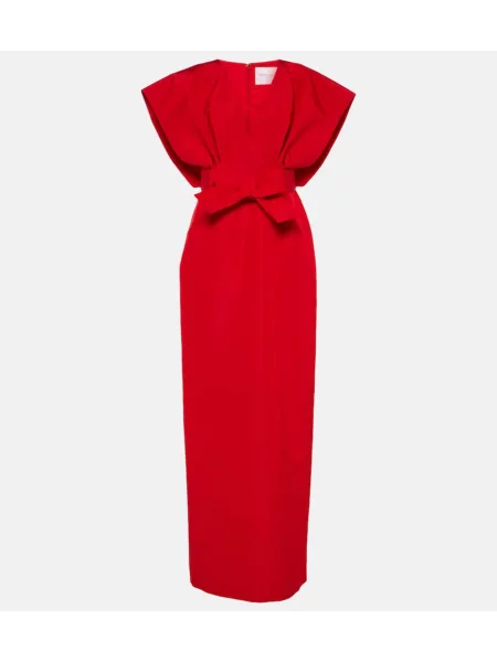 Jedwabna sukienka Carolina Herrera z kokardką czerwona