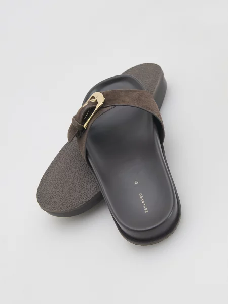 Кожаные шлепанцы Reserved коричневые