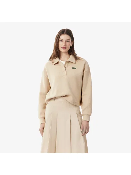 Поло Lacoste з коміром бежеве