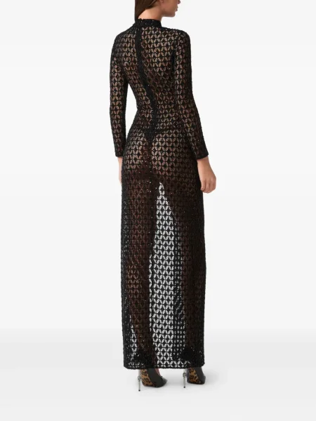 Rochie maxi Philipp Plein cu broderie de costum negru