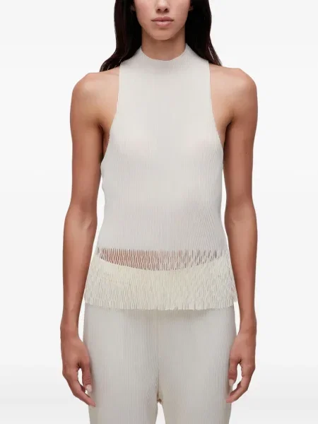 Top Osklen plisat alb