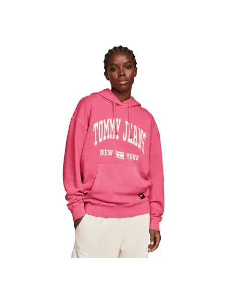 Bluza z kapturem Tommy Jeans różowa