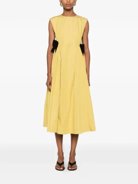 Rochie midi Parlor cu funde fără mâneci galben