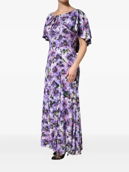 Rochie maxi Dolce & Gabbana cu model floral cu imagine violet