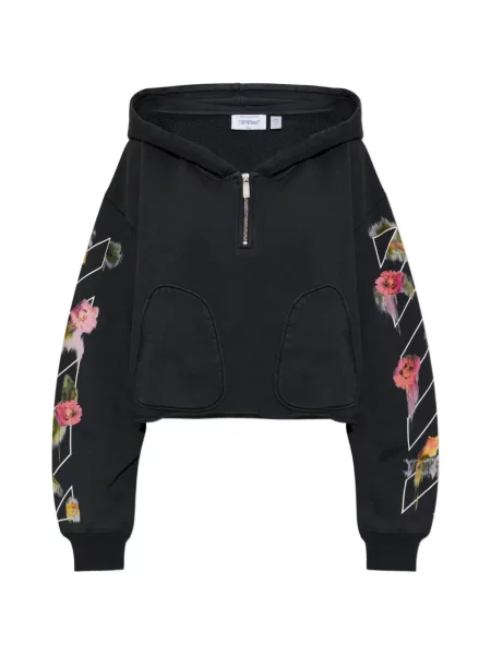 Decupat hanorac cu glugă Off-white cu imagine alb