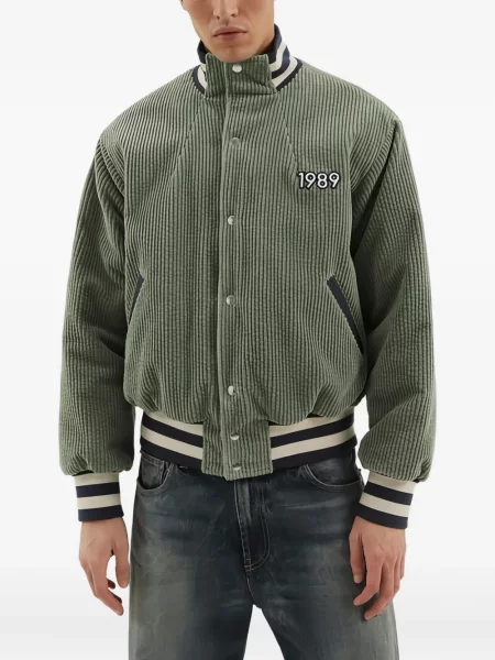 Geacă bomber 1989 Studio cu broderie de catifea cord verde