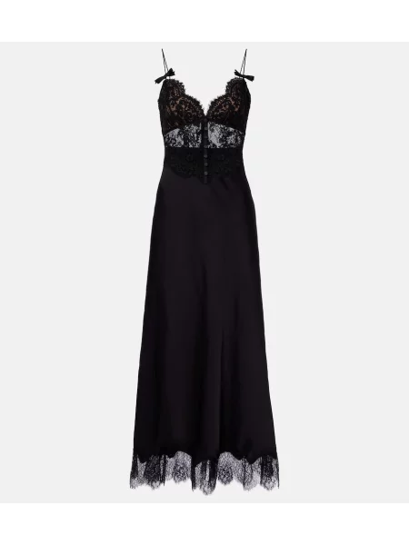 Rochie midi Self-portrait din satin negru