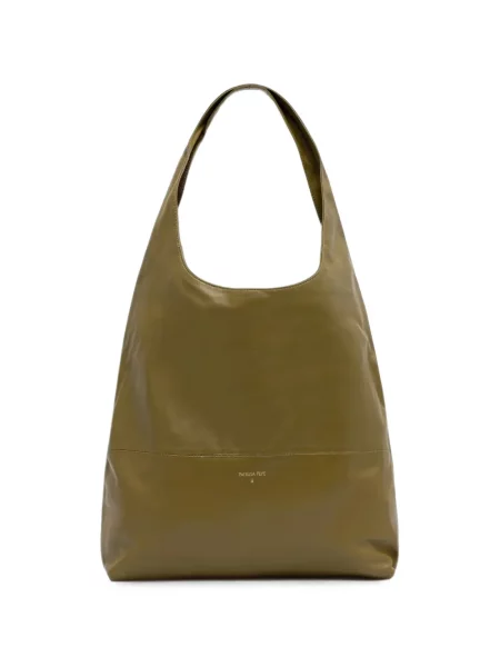 Geantă shopper Patrizia Pepe din piele cu imagine verde